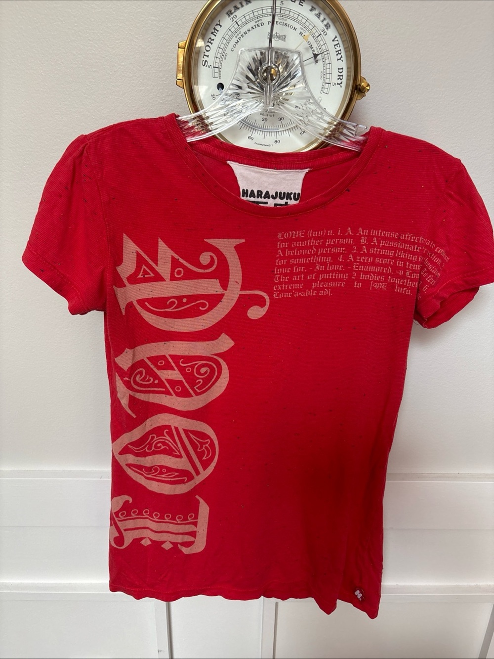 Harajuku Lovers Red Short Sleeve Graphic Tee VTG rare LOVE by Gwen Stefani